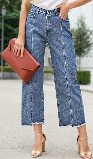 Women Baggy Jeans - High Waist Wide Leg