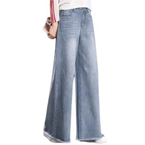 High Waist Straight Leg Denim Jeans, Lightweight Zip Fly