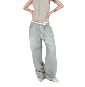 Straight Cylinder Floor Mopping Baggies Jeans