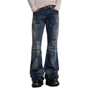 Streetwear Linen Straight-Leg Jeans Black/Blue S-XXL