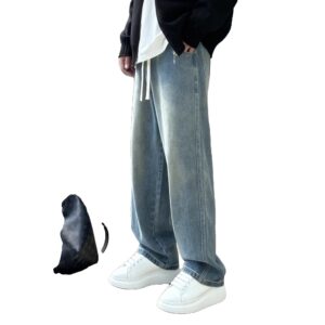 Men's Denim Drawstring Jeans, Straight-Leg Mid-Rise S-3 XL